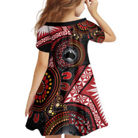Tonga and Australia Together Family Matching Tank Maxi Dress and Hawaiian Shirt Ngatu Art Tribal Aboriginal Tattoo Pattern