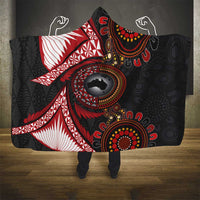 Tonga and Australia Together Hooded Blanket Ngatu Art Tribal Aboriginal Tattoo Pattern LT03 - Polynesian Pride