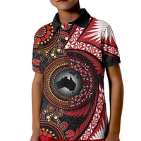 Tonga and Australia Together Kid Polo Shirt Ngatu Art Tribal Aboriginal Tattoo Pattern