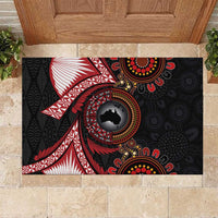 Tonga and Australia Together Rubber Doormat Ngatu Art Tribal Aboriginal Tattoo Pattern LT03 Black - Polynesian Pride