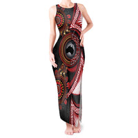 Tonga and Australia Together Tank Maxi Dress Ngatu Art Tribal Aboriginal Tattoo Pattern LT03 Women Black - Polynesian Pride