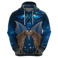 New Zealand Maori Matariki Hoodie Hongi Kiwi Bird and Silver Fern LT03