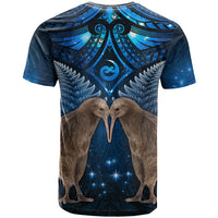 New Zealand Maori Matariki T Shirt Hongi Kiwi Bird and Silver Fern LT03