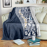 Hawaii Plumeria Tribal Vintage Blanket Special Blue LT03 Blue - Polynesian Pride