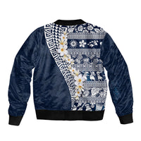 Hawaii Plumeria Tribal Vintage Bomber Jacket Special Blue LT03 - Polynesian Pride