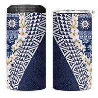 Hawaii Plumeria Tribal Vintage 4 in 1 Can Cooler Tumbler Special Blue