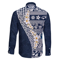 Hawaii Plumeria Tribal Vintage Family Matching Puletasi and Hawaiian Shirt Special Blue