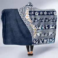 Hawaii Plumeria Tribal Vintage Hooded Blanket Special Blue LT03 - Polynesian Pride