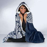 Hawaii Plumeria Tribal Vintage Hooded Blanket Special Blue LT03 - Polynesian Pride