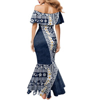 Hawaii Plumeria Tribal Vintage Mermaid Dress Special Blue LT03 - Polynesian Pride