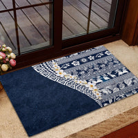 Hawaii Plumeria Tribal Vintage Rubber Doormat Special Blue LT03 - Polynesian Pride