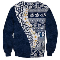Hawaii Plumeria Tribal Vintage Sweatshirt Special Blue LT03 - Polynesian Pride