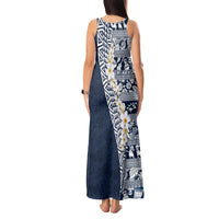 Hawaii Plumeria Tribal Vintage Tank Maxi Dress Special Blue LT03 - Polynesian Pride