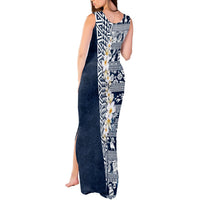 Hawaii Plumeria Tribal Vintage Tank Maxi Dress Special Blue LT03 - Polynesian Pride