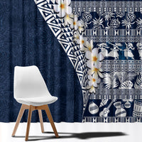 Hawaii Plumeria Tribal Vintage Window Curtain Special Blue LT03 - Polynesian Pride