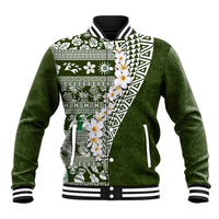 Hawaii Plumeria Tribal Vintage Baseball Jacket Special Green LT03 Unisex Green - Polynesian Pride