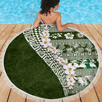 Hawaii Plumeria Tribal Vintage Beach Blanket Special Green LT03 - Polynesian Pride