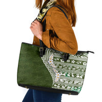 Hawaii Plumeria Tribal Vintage Leather Tote Bag Special Green LT03 Green - Polynesian Pride
