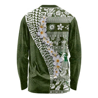 Hawaii Plumeria Tribal Vintage Long Sleeve Shirt Special Green