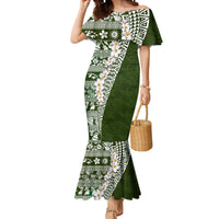 Hawaii Plumeria Tribal Vintage Mermaid Dress Special Green LT03 Women Green - Polynesian Pride
