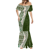 Hawaii Plumeria Tribal Vintage Mermaid Dress Special Green LT03 - Polynesian Pride