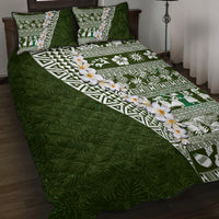 Hawaii Plumeria Tribal Vintage Quilt Bed Set Special Green LT03 Green - Polynesian Pride