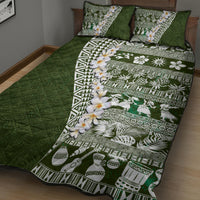 Hawaii Plumeria Tribal Vintage Quilt Bed Set Special Green LT03 - Polynesian Pride