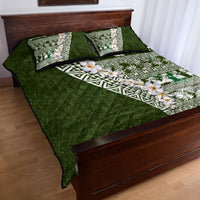 Hawaii Plumeria Tribal Vintage Quilt Bed Set Special Green LT03 - Polynesian Pride