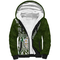 Hawaii Plumeria Tribal Vintage Sherpa Hoodie Special Green
