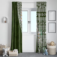 Hawaii Plumeria Tribal Vintage Window Curtain Special Green LT03 - Polynesian Pride