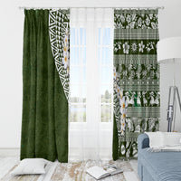Hawaii Plumeria Tribal Vintage Window Curtain Special Green LT03 - Polynesian Pride
