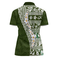 Hawaii Plumeria Tribal Vintage Women Polo Shirt Special Green