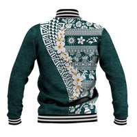 Hawaii Plumeria Tribal Vintage Baseball Jacket Special Turquoise LT03 - Polynesian Pride