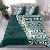 Hawaii Plumeria Tribal Vintage Bedding Set Special Turquoise LT03 - Polynesian Pride