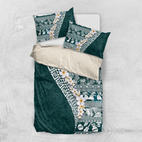 Hawaii Plumeria Tribal Vintage Bedding Set Special Turquoise LT03 US Twin 172cm x 218cm Turquoise - Polynesian Pride