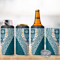 Hawaii Plumeria Tribal Vintage 4 in 1 Can Cooler Tumbler Special Turquoise