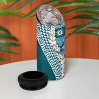 Hawaii Plumeria Tribal Vintage 4 in 1 Can Cooler Tumbler Special Turquoise