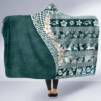 Hawaii Plumeria Tribal Vintage Hooded Blanket Special Turquoise LT03 - Polynesian Pride