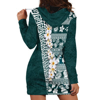 Hawaii Plumeria Tribal Vintage Hoodie Dress Special Turquoise LT03 - Polynesian Pride
