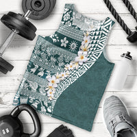 Hawaii Plumeria Tribal Vintage Men Tank Top Special Turquoise LT03 - Polynesian Pride