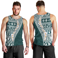 Hawaii Plumeria Tribal Vintage Men Tank Top Special Turquoise LT03 - Polynesian Pride