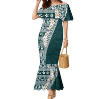Hawaii Plumeria Tribal Vintage Mermaid Dress Special Turquoise LT03 Women Turquoise - Polynesian Pride