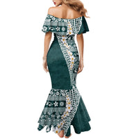 Hawaii Plumeria Tribal Vintage Mermaid Dress Special Turquoise LT03 - Polynesian Pride
