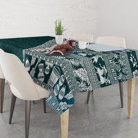 Hawaii Plumeria Tribal Vintage Tablecloth Special Turquoise LT03 - Polynesian Pride