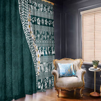 Hawaii Plumeria Tribal Vintage Window Curtain Special Turquoise LT03 - Polynesian Pride