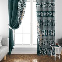 Hawaii Plumeria Tribal Vintage Window Curtain Special Turquoise LT03 - Polynesian Pride
