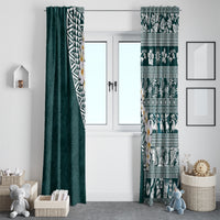 Hawaii Plumeria Tribal Vintage Window Curtain Special Turquoise LT03 - Polynesian Pride