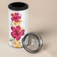 Hawaiian Plumeria and Hibiscus 4 in 1 Can Cooler Tumbler White Mode