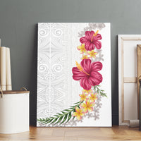 Hawaiian Plumeria and Hibiscus Canvas Wall Art White Mode