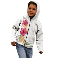 Hawaiian Plumeria and Hibiscus Kid Hoodie White Mode